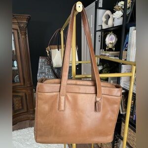 Authentic CoachTan Leather Tote Bag